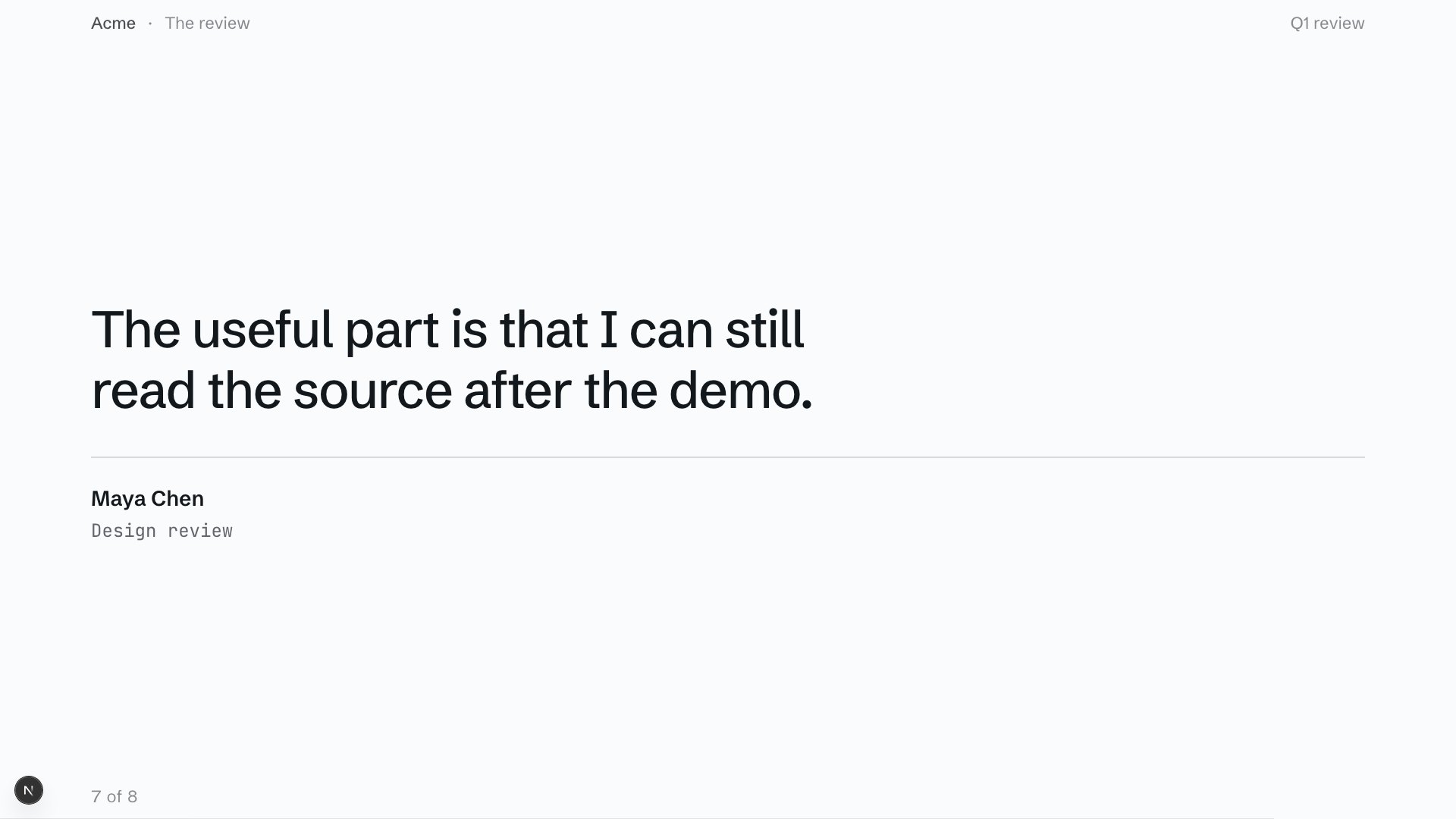 The review slide preview